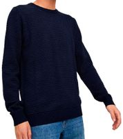 Pack de 3 Jerseys de Punto JACK & JONES JJEATLAS para Hombre con Diseño Estructurado, Cuello Redondo de Algodón, 12212816 Beige o Azul Oscuro