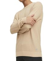 Pack de 3 Jerseys de Punto JACK & JONES JJEATLAS para Hombre con Diseño Estructurado, Cuello Redondo de Algodón, 12212816 Beige o Azul Oscuro