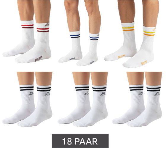 18 pares de calcetines de tenis Kappa de algodón con estampado de la marca, para uso diario, 371E7JW, blanco/negro o blanco/multicolor 18 pares de calcetines de tenis Kappa de algodón con estampado de la marca, para uso diario, 371E7JW, blanco/negro o blanco/multicolor