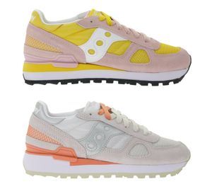 Saucony Shadow Original Women's Retro-Look Sneakers with EVA Midsole, Genuine Leather Shoes, S1108, Coral/Orange or Pink/Yellow Saucony Shadow Original Women's Retro-Look Sneakers with EVA Midsole, Genuine Leather Shoes, S1108, Coral/Orange or Pink/Yellow