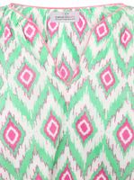 Blusa de verano para mujer ZWILLINGSHERZ con estampado llamativo, camisa de manga larga de algodón 33227 Blanco/Naranja/Rosa o Blanco/Verde/Rosa