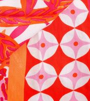 ZWILLINGSHERZ Hawaiian Flower Square Scarf with Flowers and Ornaments Fashion Scarf 3016Q-2907 in Orange, Blue, or Pink Multicolor