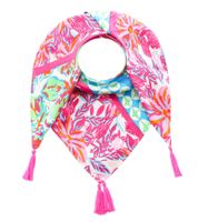ZWILLINGSHERZ Hawaiian Flower Square Scarf with Flowers and Ornaments Fashion Scarf 3016Q-2907 in Orange, Blue, or Pink Multicolor