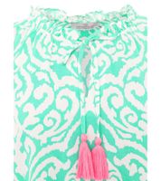 Blouse tunique d'été ZWILLINGSHERZ Ornaments pour femme, à pompons, réf. 33223, disponible en rose, vert ou bleu Blouse tunique d'été ZWILLINGSHERZ Ornaments pour femme, à pompons, réf. 33223, disponible en rose, vert ou bleu