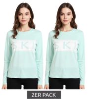 Lot de 2 T-shirts thermiques femme écoresponsables en matière douce et ultra-extensible, coloris vert menthe (réf. 913257)