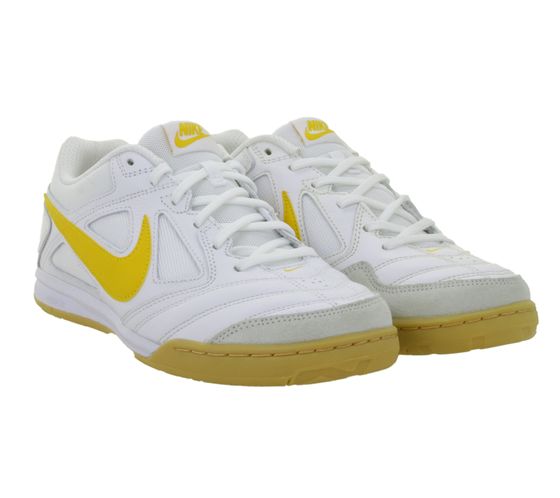 Zapatillas bajas NIKE Gato para hombre y mujer, estilo retro, con detalles en piel auténtica, ideales para interiores (HQ6019 101, blancas/amarillas).