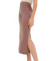 Pack de 2 faldas midi para mujer - Falda de verano elegante con fruncido y abertura lateral 938576 Marrón