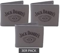 Pack de 3 Carteras de Piel Jack Daniel's con Logo, Gris/Negro