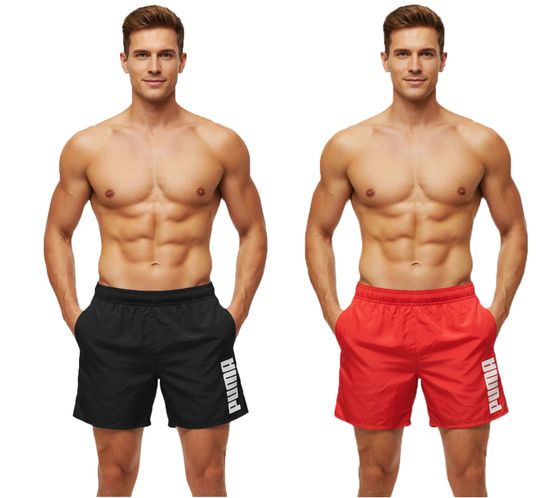 Bañador corto Puma para hombre con bolsillos, elegante traje de baño de verano 100004862 Negro o Rojo