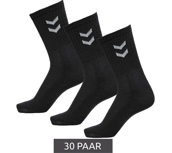30 pares de calcetines hummel Basic Crew con encaje en contraste, calcetines deportivos de algodón 022030-2001 Negros