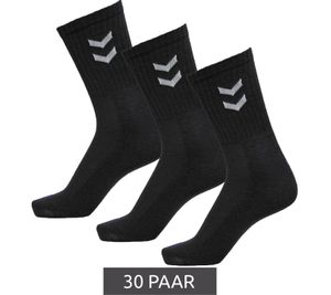 30 Pairs of hummel Basic Crew Socks with Contrast Lace, Cotton Sports Socks 022030-2001 Black
