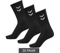 30 pares de calcetines hummel Basic Crew con encaje en contraste, calcetines deportivos de algodón 022030-2001 Negros