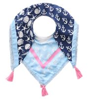 Sciarpa quadrata ZWILLINGSHERZ con ancore e scritta "Moin Moin" - Fashion 3016Q Rosa/Arancione, Rosa/Blu o Blu/Rosa