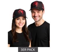 3-Pack Tupac Hip Hop Caps for Men and Women with Tupac Embroidery 2PAC Flat-Rim TC108517TUP3 Black/Red