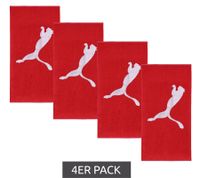 Lot de 4 serviettes de bain PUMA en coton éponge, grand logo de la marque, 50 x 100 cm, 054553 02, rouge