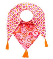 ZWILLINGSHERZ Vierecks-Tuch mit Blumen und Ornamenten Mode-Tuch 3016Q Türkis/Pink/Bunt, Orange/Pink oder Orange/Bunt