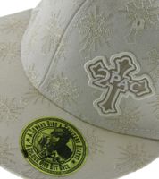 3er Sparpack 2PAC Snapback-Cap mit Stickmuster & Kreuz-Emblem Tupac Limited Streetwear Edition TC108767TUP3 Creme-Weiß