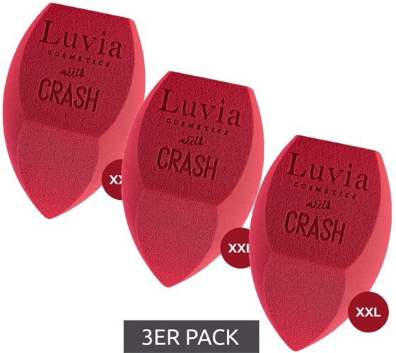 3er Sparpack Luvia cosmetics meets Crash by Luisa Crashion veganer Kosmetik-Schwamm XXL Extra Groß Make-Up-Schwamm LC-SPNG-C1 Pink 