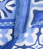 Pañuelo cuadrado Twin Heart con flores y adornos, estilo retro 3016Q, azul/rosa, azul/blanco o rosa/multicolor