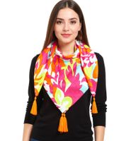 Pañuelo cuadrado Twin Heart con flores y adornos, estilo retro 3016Q, azul/rosa, azul/blanco o rosa/multicolor