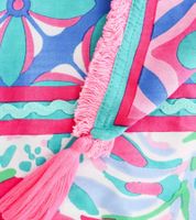 Sciarpa quadrata ZWILLINGSHERZ con stampa animalier, fiori e ornamenti, sciarpa alla moda 3016Q-0609 Rosa/Blu/Verde o Blu/Rosa/Multicolore