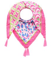 Sciarpa quadrata ZWILLINGSHERZ con stampa animalier, fiori e ornamenti, sciarpa alla moda 3016Q-0609 Rosa/Blu/Verde o Blu/Rosa/Multicolore