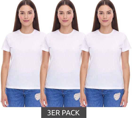 3er Sparpack PUMA Blank Base Damen T-Shirt nachhaltiges Baumwoll-Shirt Sport-Shirt Fitness-Shirt 678258 01 Weiß