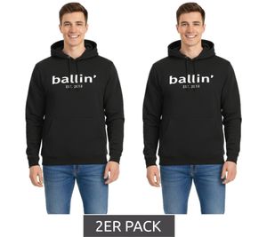 Pack de 2 Sudaderas Sostenibles Ballin Est. 2013 para Hombre con Logotipo Estampado en el Frente HO-H00050 Negras