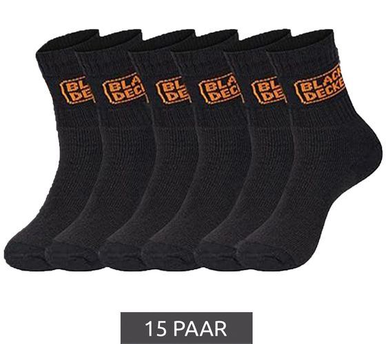 15 Paar BLACK+DECKER Herren Arbeits-Socken mit Cushion Terry Baumwoll-Socken Work-Socken OEKO-TEX Standard 100 BX/OBII/1/TEKE Anthrazit/Schwarz