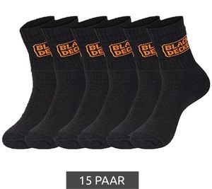15 Paar BLACK+DECKER Herren Arbeits-Socken mit Cushion Terry Baumwoll-Socken Work-Socken OEKO-TEX Standard 100 BX/OBII/1/TEKE Anthrazit/Schwarz