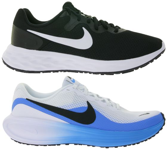 NIKE Revolution Herren Lauf-Schuhe nachhaltige Sport-Sneaker mit 10mm Sprengung Weiß/Blau oder Schwarz/Weiß