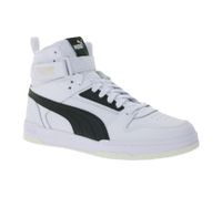 Zapatillas PUMA Rebound Game de piel auténtica para hombre y mujer, estilo bota alta, con diseño de baloncesto y plantilla SoftFoam 385839 01 Blanco/Negro
