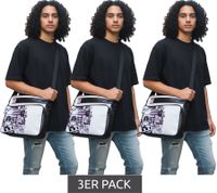 3-Pack RUN DMC Unisex Hip-Hop Band Shoulder Bag Handbag with Wide Strap 38x30x11cm Black