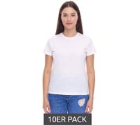 10er Sparpack PUMA Blank Base Damen T-Shirt nachhaltiges Baumwoll-Shirt Sport-Shirt Fitness-Shirt 678258 01 Weiß