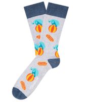 6 Pairs of Moustard Men's Cotton Socks with All-Over Print - Patterned Long Socks with Elephants, Zebras, or Basketballs - Red, Pink, or Gray