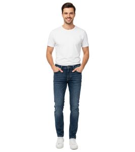Jean SUBLEVEL pour homme, coupe droite moderne, pantalon en denim 5 poches, 100 % coton, coloris bleu (H85006T61957M190).