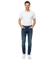 Jean SUBLEVEL pour homme, coupe droite moderne, pantalon en denim 5 poches, 100 % coton, coloris bleu (H85006T61957M190).