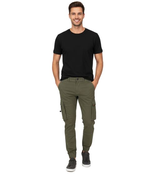 Pantalon cargo homme SUBLEVEL avec poches élastiques et stoppeurs, 100% coton, vert H64060BB62194A