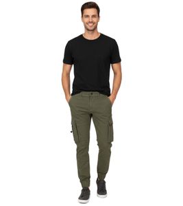Pantalon cargo homme SUBLEVEL avec poches élastiques et stoppeurs, 100% coton, vert H64060BB62194A
