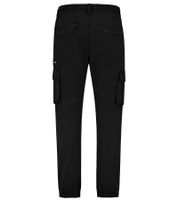 Pantalon cargo homme SUBLEVEL en coton noir, taille élastiquée avec cordon de serrage, réf. H64068BE62324B1