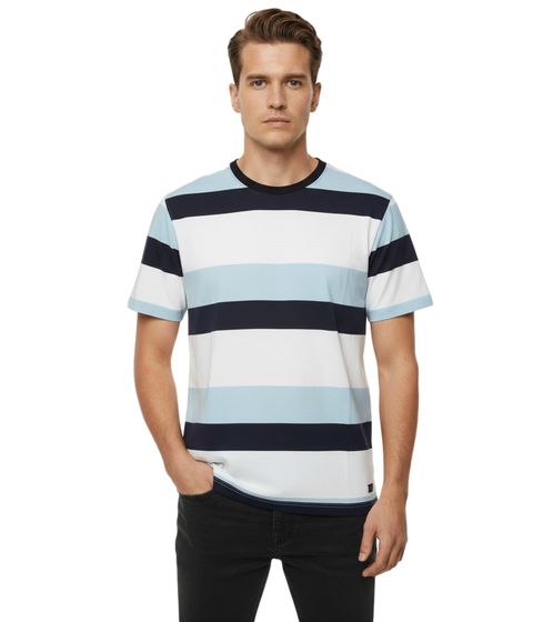 11 PROJECT Frankie Men's Cotton T-Shirt, Color-Blocking Summer Shirt 21301046 194010 Blue/White