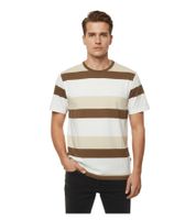11 PROJECT Frankie Men's Cotton T-Shirt, Color-Blocking Summer Shirt 21301046ME 181016 Brown/White