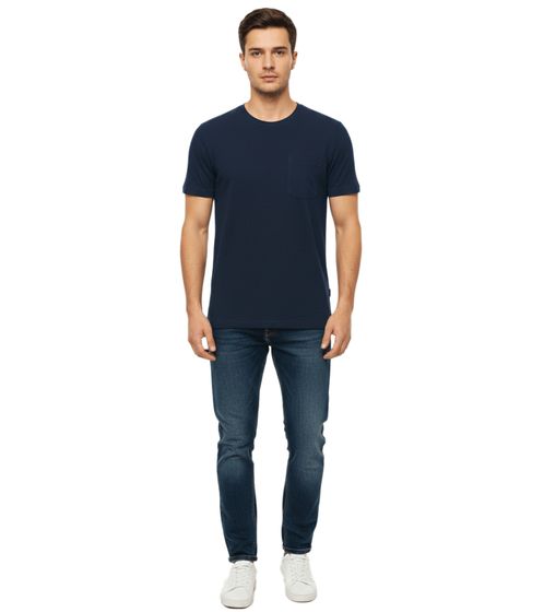 11 PROJECT Otto Men's Cotton T-Shirt, Simple Summer Shirt with Chest Pocket, 20716238 ME 194024 Blue