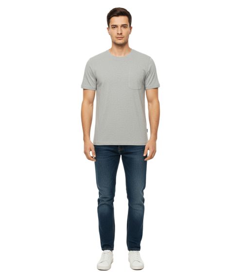 11 PROJECT Otto Men's Cotton T-Shirt, Simple Summer Shirt with Chest Pocket 20716238 ME 200274 Grey