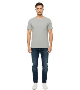 11 PROJECT Otto Men's Cotton T-Shirt, Simple Summer Shirt with Chest Pocket 20716238 ME 200274 Grey