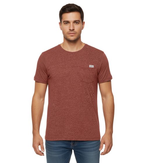 Camiseta de algodón para hombre 11 PROJECT Santo, estilo jaspeado veraniego con bolsillo en el pecho, color rojo óxido (20715236 ME 191540)