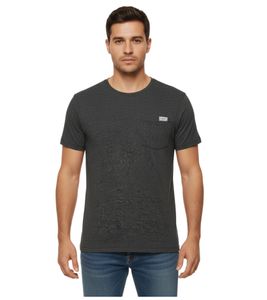 Camiseta de algodón para hombre 11 PROJECT Santo, estilo jaspeado veraniego con bolsillo en el pecho 20715236 ME 194007 Negra