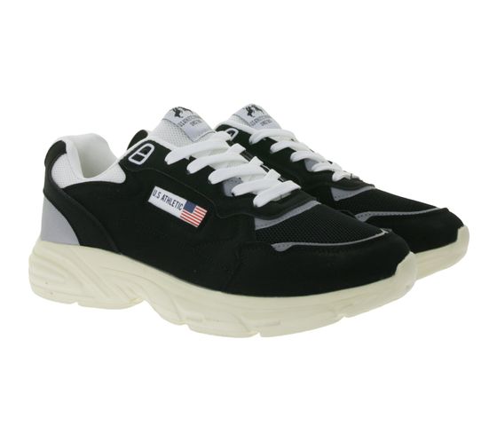 U.S. Athletic Flag Men's Casual Sneakers in Overlay Look Lace-up Shoes Trainers Black/White