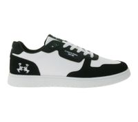 U.S. ATHLETIC Basic Men's Casual Sneakers with Embossed Logo, Lace-Up Shoes with Embroidery, White/Black