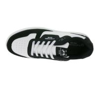 U.S. ATHLETIC Basic Men's Casual Sneakers with Embossed Logo, Lace-Up Shoes with Embroidery, White/Black